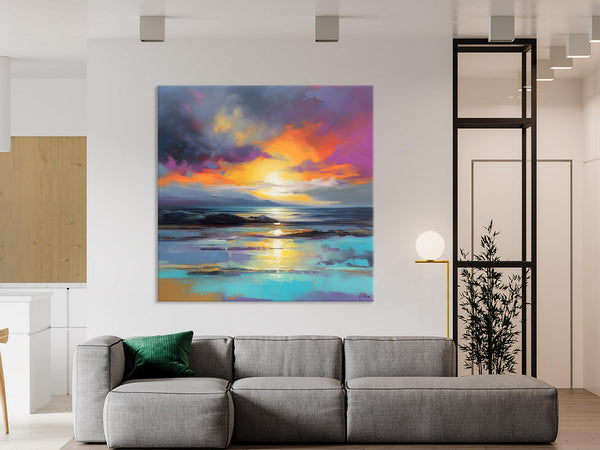 Large Art Painting for Living Room, Original Landscape Canvas Art, Contemporary Acrylic Painting on Canvas, Oversized Landscape Wall Art Paintings-Silvia Home Craft