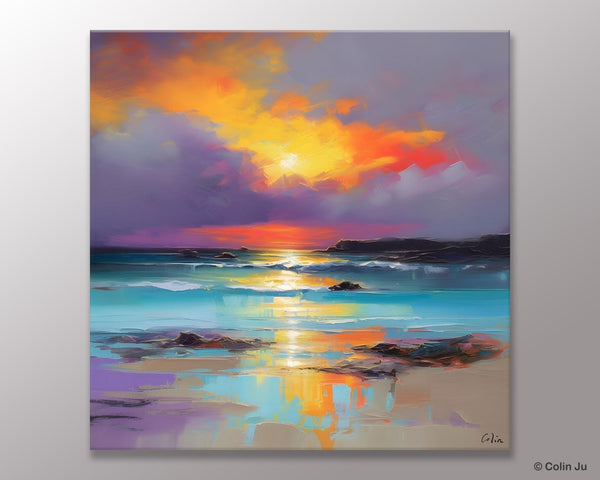Abstract Landscape Painting for Living Room, Original Landscape Wall Art, Landscape Oil Paintings, Landscape Canvas Art, Hand Painted Canvas Art-Silvia Home Craft