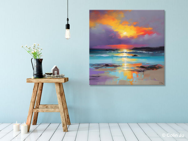 Abstract Landscape Painting for Living Room, Original Landscape Wall Art, Landscape Oil Paintings, Landscape Canvas Art, Hand Painted Canvas Art-Silvia Home Craft