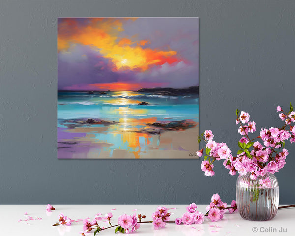 Abstract Landscape Painting for Living Room, Original Landscape Wall Art, Landscape Oil Paintings, Landscape Canvas Art, Hand Painted Canvas Art-Silvia Home Craft