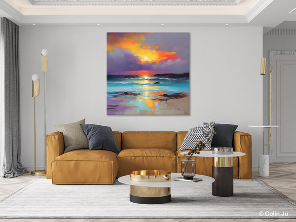 Abstract Landscape Painting for Living Room, Original Landscape Wall Art, Landscape Oil Paintings, Landscape Canvas Art, Hand Painted Canvas Art-Silvia Home Craft