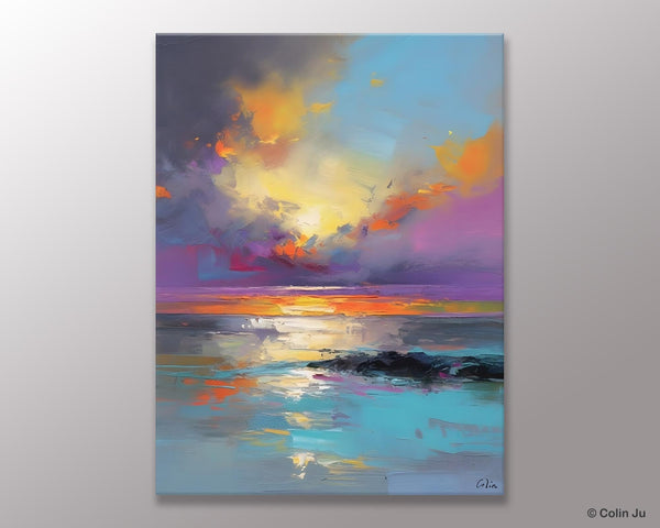 Oil Painting on Canvas, Extra Large Modern Wall Art, Landscape Canvas Paintings for Dining Room, Original Landscape Abstract Painting
