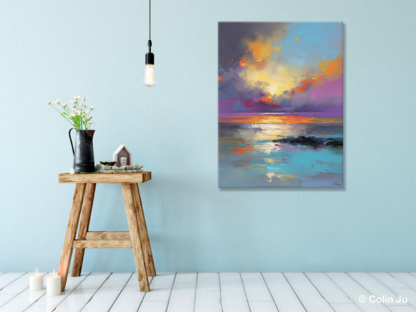 Oil Painting on Canvas, Extra Large Modern Wall Art, Landscape Canvas Paintings for Dining Room, Original Landscape Abstract Painting-Silvia Home Craft