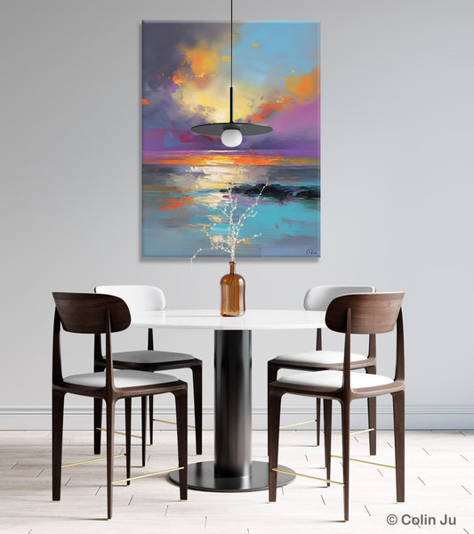 Oil Painting on Canvas, Extra Large Modern Wall Art, Landscape Canvas Paintings for Dining Room, Original Landscape Abstract Painting