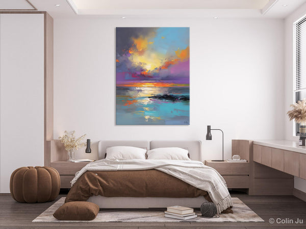 Oil Painting on Canvas, Extra Large Modern Wall Art, Landscape Canvas Paintings for Dining Room, Original Landscape Abstract Painting-Silvia Home Craft
