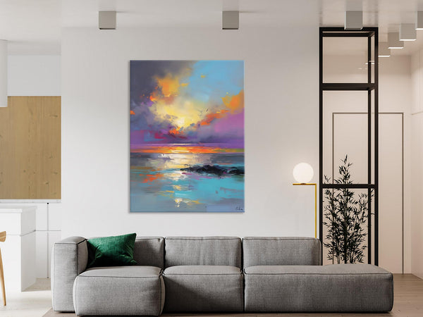 Oil Painting on Canvas, Extra Large Modern Wall Art, Landscape Canvas Paintings for Dining Room, Original Landscape Abstract Painting