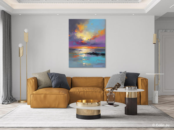 Oil Painting on Canvas, Extra Large Modern Wall Art, Landscape Canvas Paintings for Dining Room, Original Landscape Abstract Painting-Silvia Home Craft