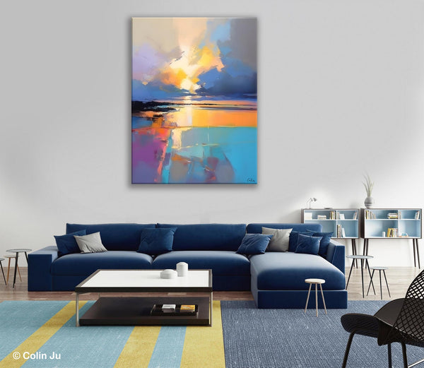 Landscape Canvas Painting, Abstract Landscape Painting, Original Landscape Art, Canvas Painting for Bedroom, Large Wall Art Paintings for Living Room-Silvia Home Craft