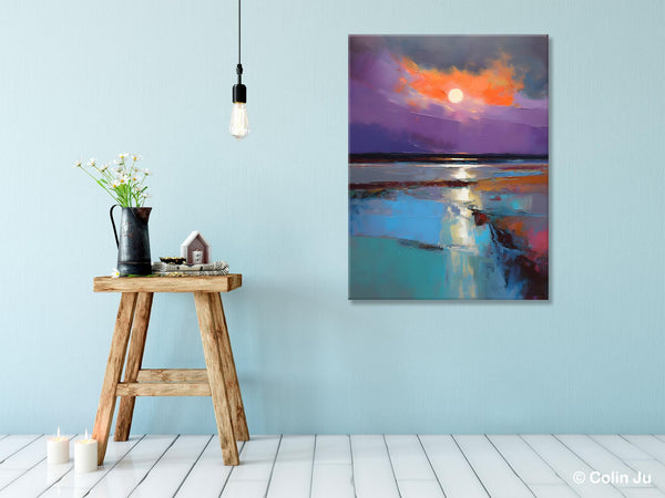Extra Large Modern Wall Art, Landscape Canvas Paintings for Dining Room, Oil Painting on Canvas, Original Landscape Abstract Painting-Silvia Home Craft