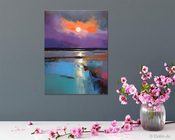 Extra Large Modern Wall Art, Landscape Canvas Paintings for Dining Room, Oil Painting on Canvas, Original Landscape Abstract Painting-Silvia Home Craft