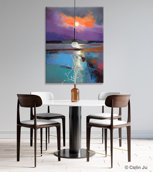 Extra Large Modern Wall Art, Landscape Canvas Paintings for Dining Room, Oil Painting on Canvas, Original Landscape Abstract Painting-Silvia Home Craft