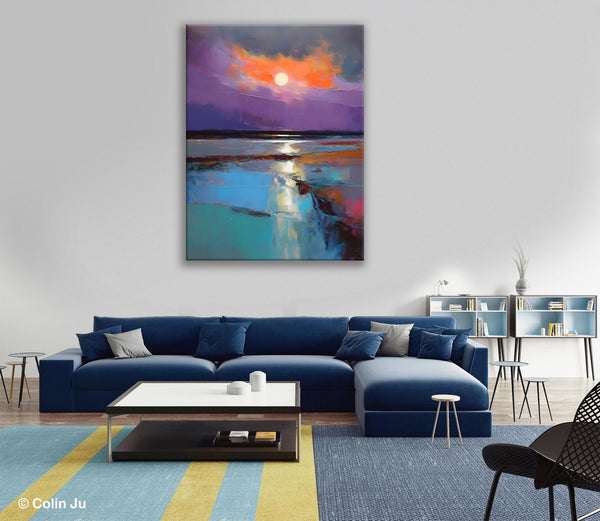 Extra Large Modern Wall Art, Landscape Canvas Paintings for Dining Room, Oil Painting on Canvas, Original Landscape Abstract Painting-Silvia Home Craft