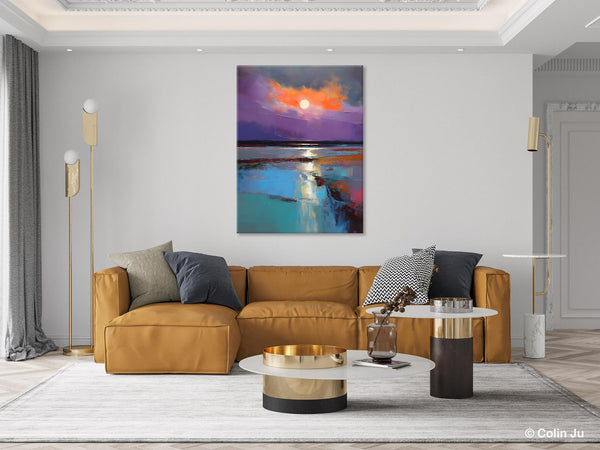 Extra Large Modern Wall Art, Landscape Canvas Paintings for Dining Room, Oil Painting on Canvas, Original Landscape Abstract Painting-Silvia Home Craft