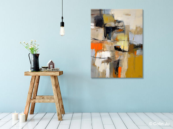 Acrylic Abstract Painting Behind Sofa, Large Painting on Canvas, Living Room Wall Art Paintings, Original Abstract Painting on Canvas-Silvia Home Craft