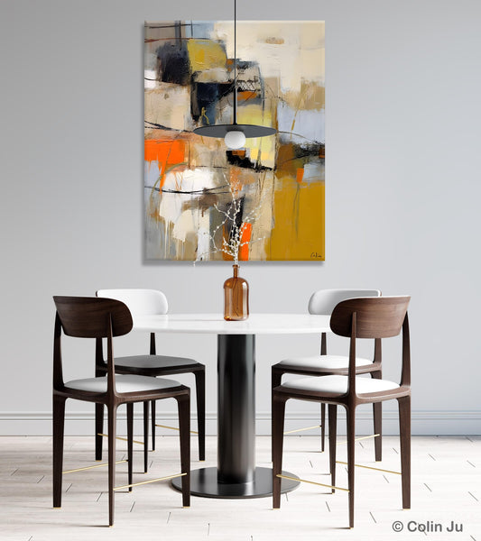Acrylic Abstract Painting Behind Sofa, Large Painting on Canvas, Living Room Wall Art Paintings, Original Abstract Painting on Canvas-Silvia Home Craft