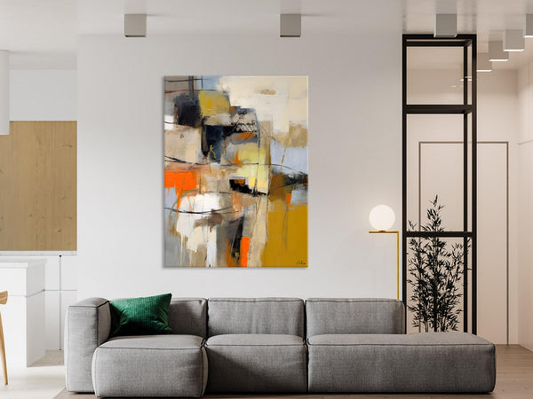 Acrylic Abstract Painting Behind Sofa, Large Painting on Canvas, Living Room Wall Art Paintings, Original Abstract Painting on Canvas-Silvia Home Craft
