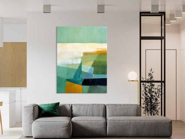 Dining Room Wall Art Ideas, Abstract Modern Painting, Acrylic Canvas Paintings, Original Geometric Canvas Art, Contemporary Art Painting-Silvia Home Craft