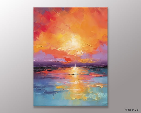 Modern Landscape Paintings, Oversized Contemporary Canvas Paintings, Extra Large Canvas Painting for Living Room, Original Canvas Wall Art-Silvia Home Craft