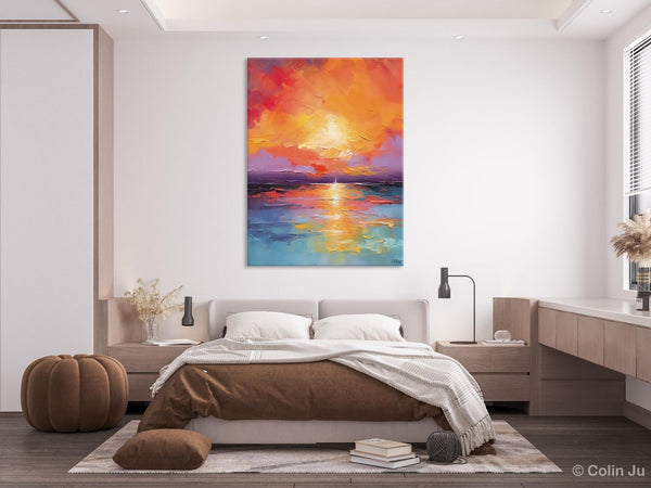 Modern Landscape Paintings, Oversized Contemporary Canvas Paintings, Extra Large Canvas Painting for Living Room, Original Canvas Wall Art-Silvia Home Craft