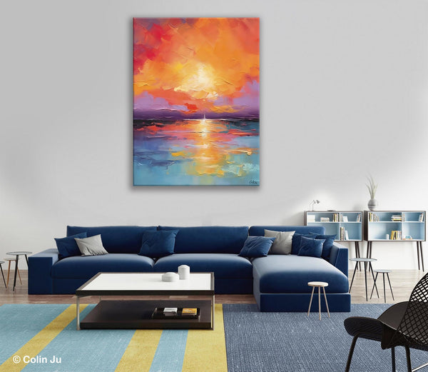 Modern Landscape Paintings, Oversized Contemporary Canvas Paintings, Extra Large Canvas Painting for Living Room, Original Canvas Wall Art-Silvia Home Craft