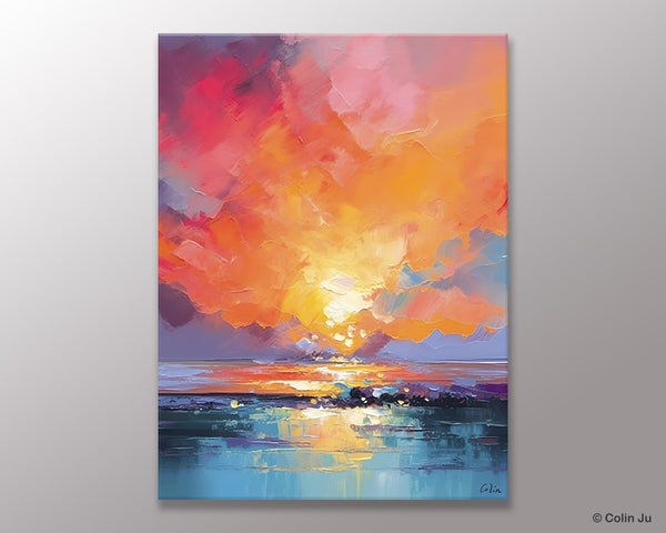 Palette Knife Canvas Art, Modern Landscape Paintings, Oversized Contemporary Canvas Paintings, Extra Large Canvas Painting for Living Room-Silvia Home Craft