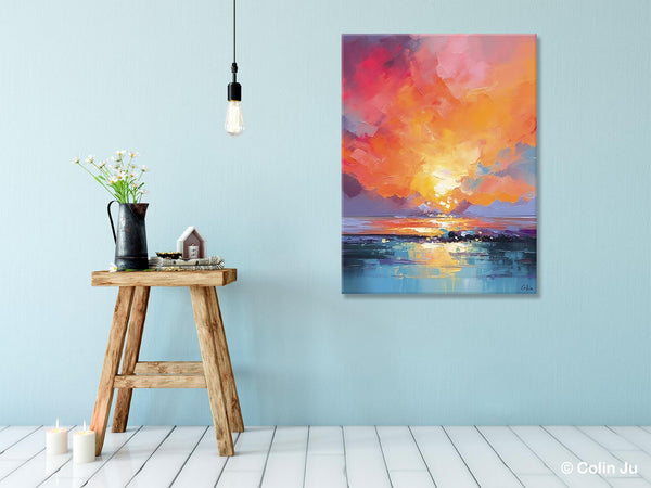 Palette Knife Canvas Art, Modern Landscape Paintings, Oversized Contemporary Canvas Paintings, Extra Large Canvas Painting for Living Room-Silvia Home Craft