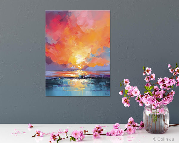 Palette Knife Canvas Art, Modern Landscape Paintings, Oversized Contemporary Canvas Paintings, Extra Large Canvas Painting for Living Room-Silvia Home Craft