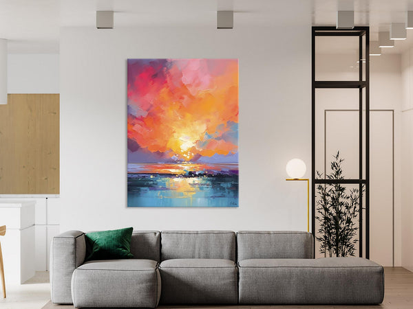 Palette Knife Canvas Art, Modern Landscape Paintings, Oversized Contemporary Canvas Paintings, Extra Large Canvas Painting for Living Room-Silvia Home Craft