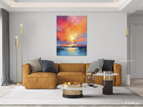 Palette Knife Canvas Art, Modern Landscape Paintings, Oversized Contemporary Canvas Paintings, Extra Large Canvas Painting for Living Room-Silvia Home Craft