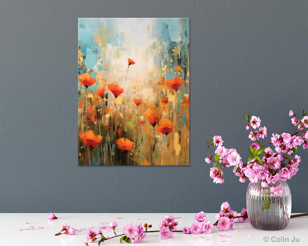 Abstract Flower Painting, Flower Acrylic Painting, Canvas Painting Flower, Original Paintings on Canvas, Modern Acrylic Paintings for Bedroom-Silvia Home Craft
