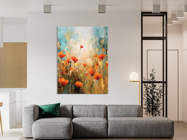 Abstract Flower Painting, Flower Acrylic Painting, Canvas Painting Flower, Original Paintings on Canvas, Modern Acrylic Paintings for Bedroom-Silvia Home Craft
