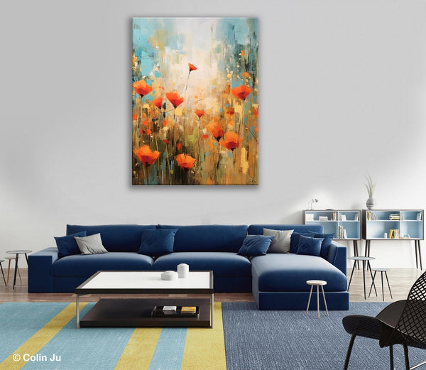 Abstract Flower Painting, Flower Acrylic Painting, Canvas Painting Flower, Original Paintings on Canvas, Modern Acrylic Paintings for Bedroom-Silvia Home Craft