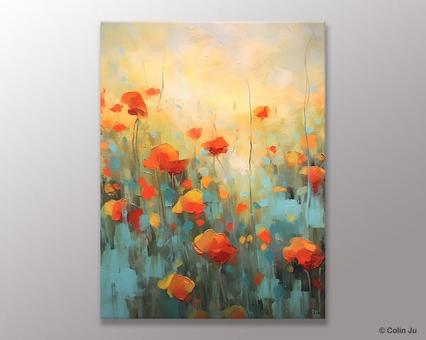 Canvas Painting Flower, Original Paintings on Canvas, Abstract Flower Painting, Flower Acrylic Painting, Modern Acrylic Paintings for Bedroom-Silvia Home Craft