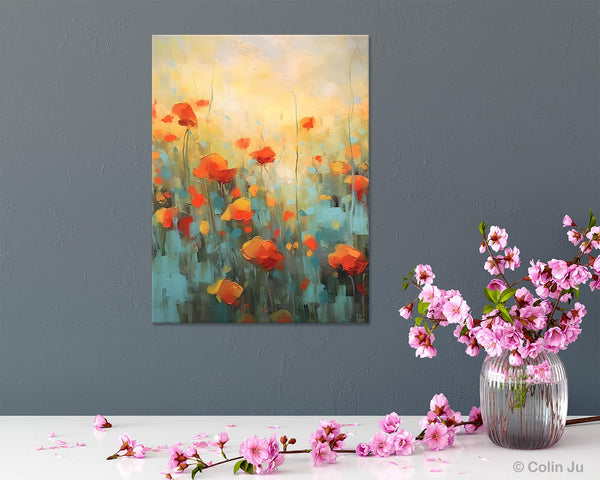 Canvas Painting Flower, Original Paintings on Canvas, Abstract Flower Painting, Flower Acrylic Painting, Modern Acrylic Paintings for Bedroom-Silvia Home Craft