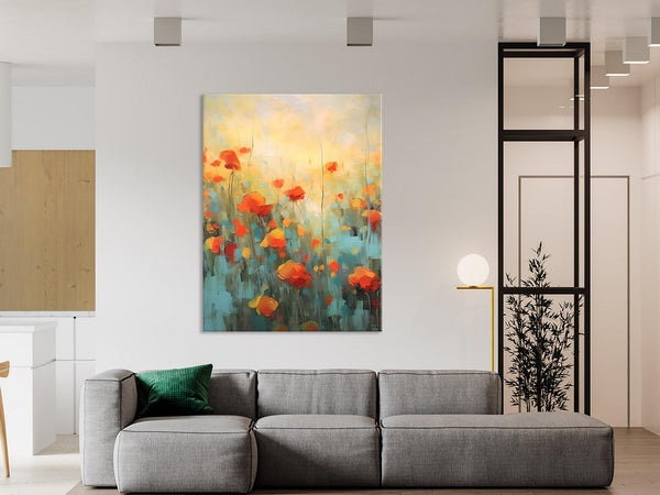 Canvas Painting Flower, Original Paintings on Canvas, Abstract Flower Painting, Flower Acrylic Painting, Modern Acrylic Paintings for Bedroom-Silvia Home Craft