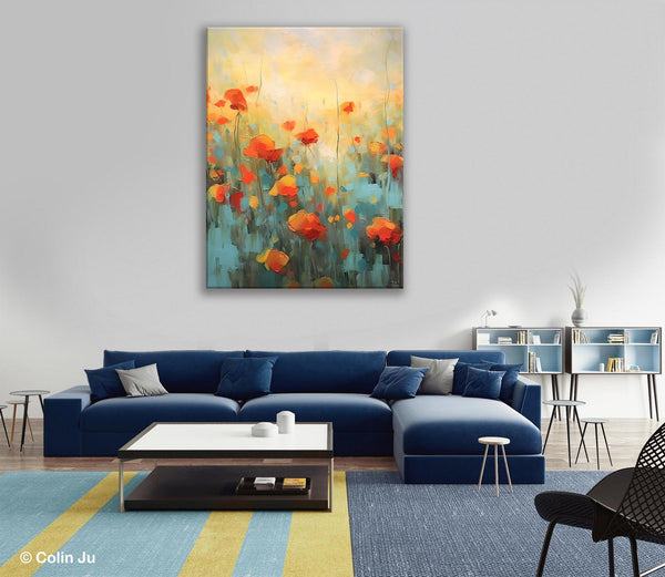 Canvas Painting Flower, Original Paintings on Canvas, Abstract Flower Painting, Flower Acrylic Painting, Modern Acrylic Paintings for Bedroom-Silvia Home Craft