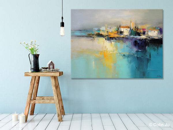 Extra Large Paintings for Bedroom, Abstract Landscape Painting, Landscape Wall Art Paintings, Original Modern Abstract Art-Silvia Home Craft
