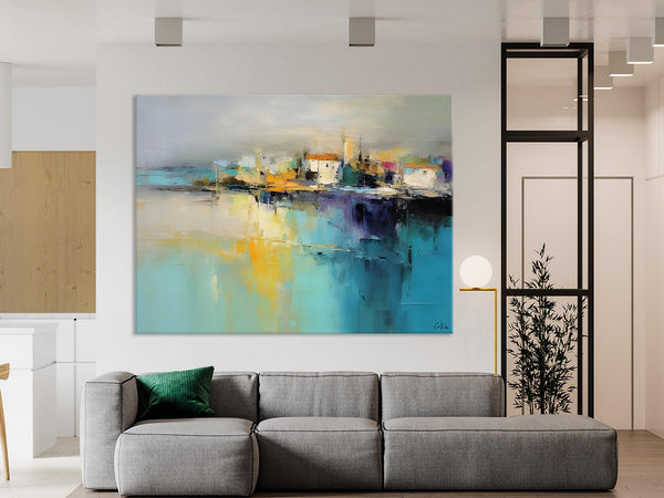Extra Large Paintings for Bedroom, Abstract Landscape Painting, Landscape Wall Art Paintings, Original Modern Abstract Art-Silvia Home Craft