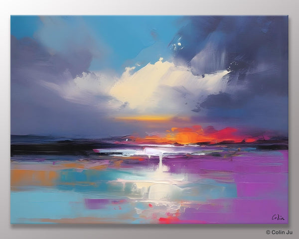 Living Room Abstract Paintings, Large Landscape Canvas Paintings, Buy Art Online, Original Landscape Abstract Painting, Simple Wall Art Ideas-Silvia Home Craft