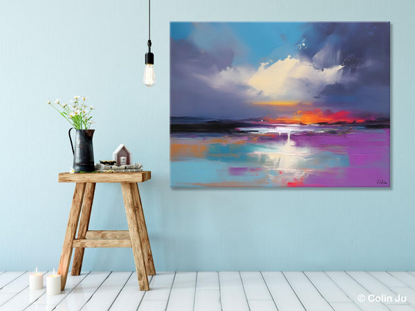 Living Room Abstract Paintings, Large Landscape Canvas Paintings, Buy Art Online, Original Landscape Abstract Painting, Simple Wall Art Ideas-Silvia Home Craft