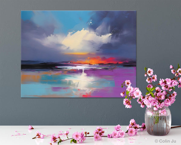 Living Room Abstract Paintings, Large Landscape Canvas Paintings, Buy Art Online, Original Landscape Abstract Painting, Simple Wall Art Ideas-Silvia Home Craft
