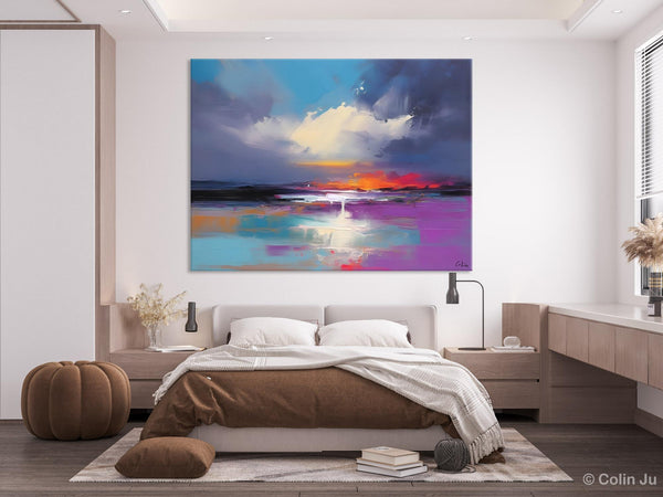 Living Room Abstract Paintings, Large Landscape Canvas Paintings, Buy Art Online, Original Landscape Abstract Painting, Simple Wall Art Ideas-Silvia Home Craft