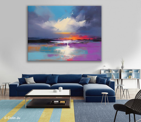 Living Room Abstract Paintings, Large Landscape Canvas Paintings, Buy Art Online, Original Landscape Abstract Painting, Simple Wall Art Ideas-Silvia Home Craft