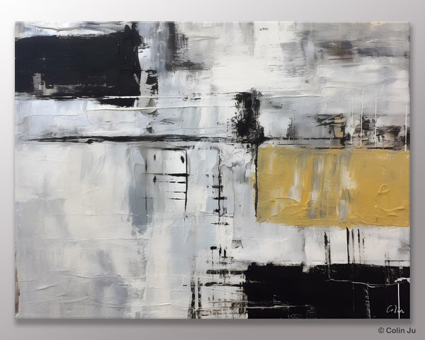 Black Abstract Acrylic Paintings, Large Paintings for Bedroom, Simple Modern Art, Original Canvas Paintings, Contemporary Canvas Paintings-Silvia Home Craft