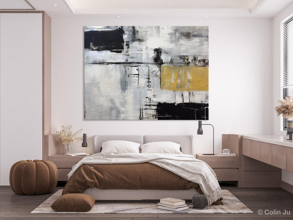Black Abstract Acrylic Paintings, Large Paintings for Bedroom, Simple Modern Art, Original Canvas Paintings, Contemporary Canvas Paintings-Silvia Home Craft