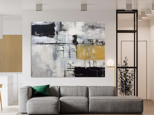 Black Abstract Acrylic Paintings, Large Paintings for Bedroom, Simple Modern Art, Original Canvas Paintings, Contemporary Canvas Paintings-Silvia Home Craft