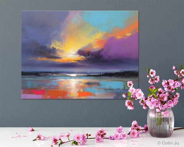 Landscape Painting on Canvas, Hand Painted Canvas Art, Abstract Landscape Artwork, Contemporary Wall Art Paintings, Extra Large Original Art-Silvia Home Craft