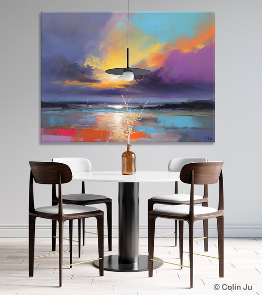 Landscape Painting on Canvas, Hand Painted Canvas Art, Abstract Landscape Artwork, Contemporary Wall Art Paintings, Extra Large Original Art-Silvia Home Craft