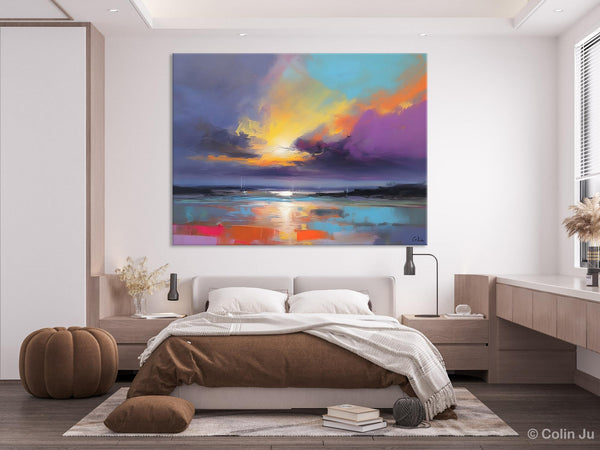 Landscape Painting on Canvas, Hand Painted Canvas Art, Abstract Landscape Artwork, Contemporary Wall Art Paintings, Extra Large Original Art