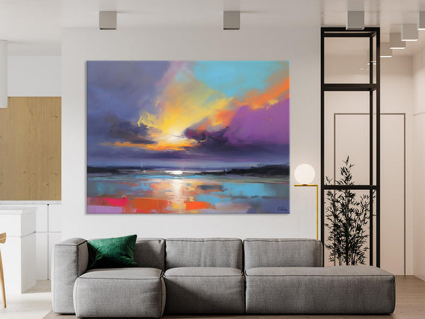Landscape Painting on Canvas, Hand Painted Canvas Art, Abstract Landscape Artwork, Contemporary Wall Art Paintings, Extra Large Original Art-Silvia Home Craft